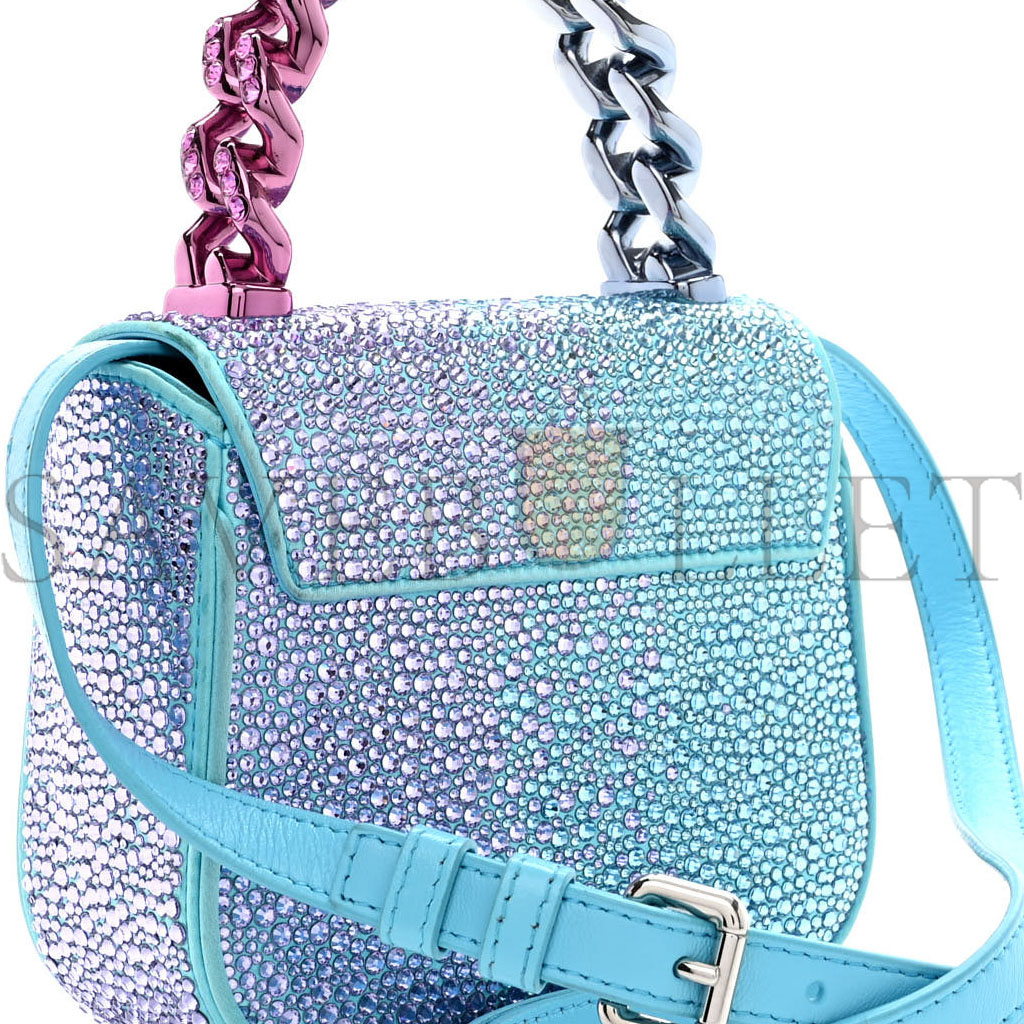 VERSACE SATIN CRYSTAL STUDDED MINI LA MEDUSA BAG BLUE 1456397 (16*13*6cm)