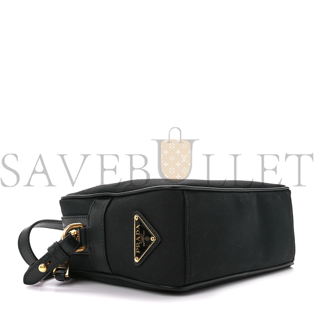 PRADA JACQUARD LOGO CAMERA BAG BLACK (23*15*8cm)