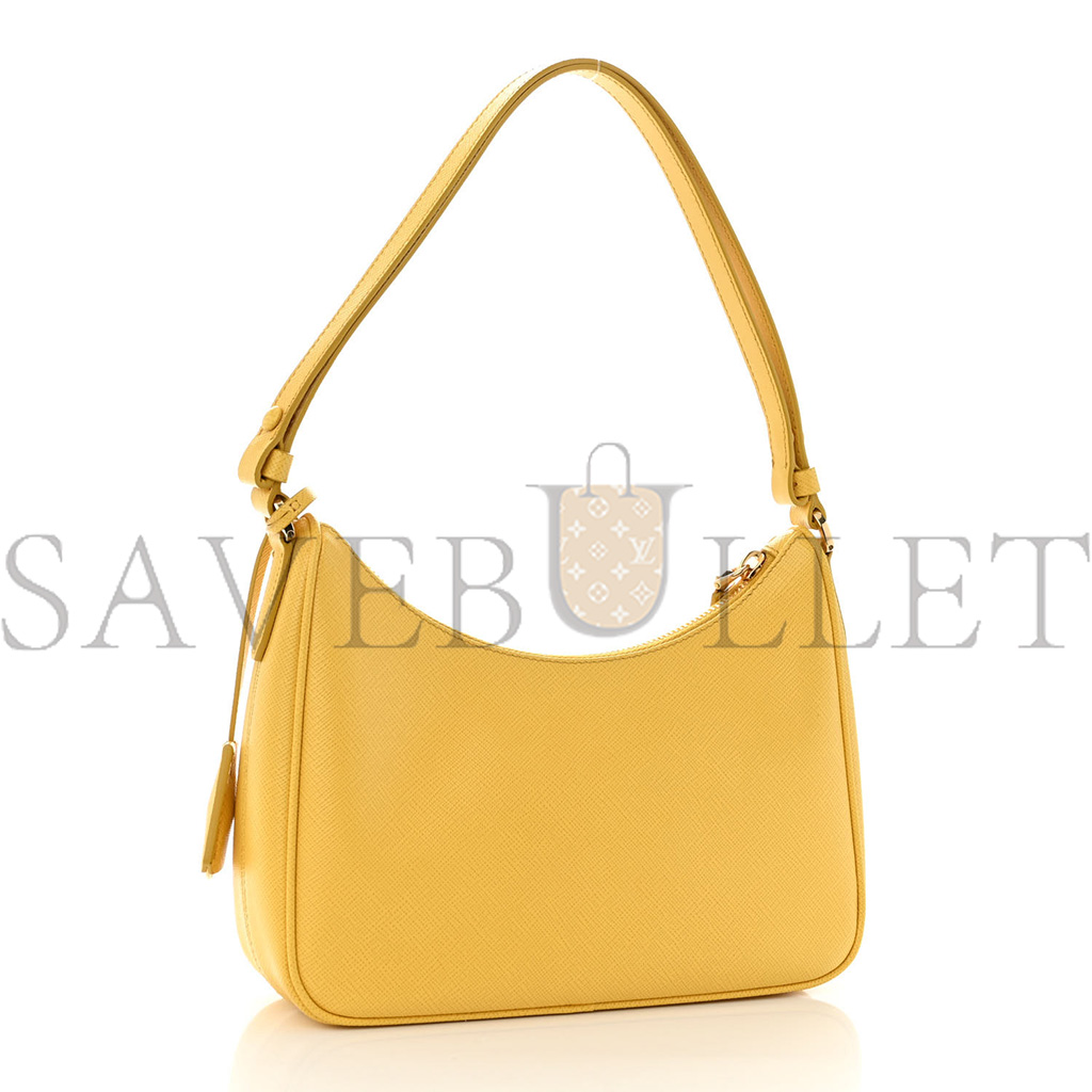 PRADA SAFFIANO LUX RE-EDITION MINI SHOULDER BAG SOLEIL (23*18*7cm)