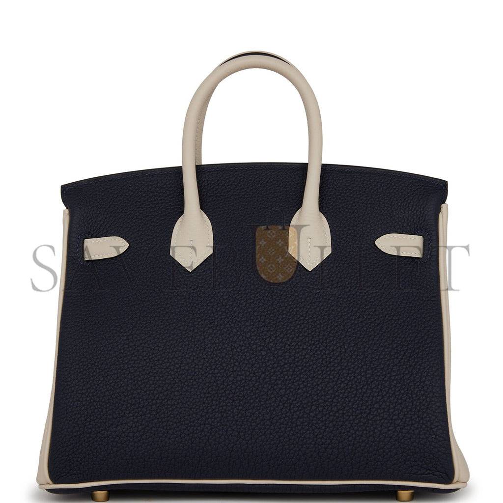 HERMES SPECIAL ORDER (HSS) BIRKIN 25 BLEU NUIT AND CRAIE TOGO GOLD HARDWARE HANDMADE (25cm)