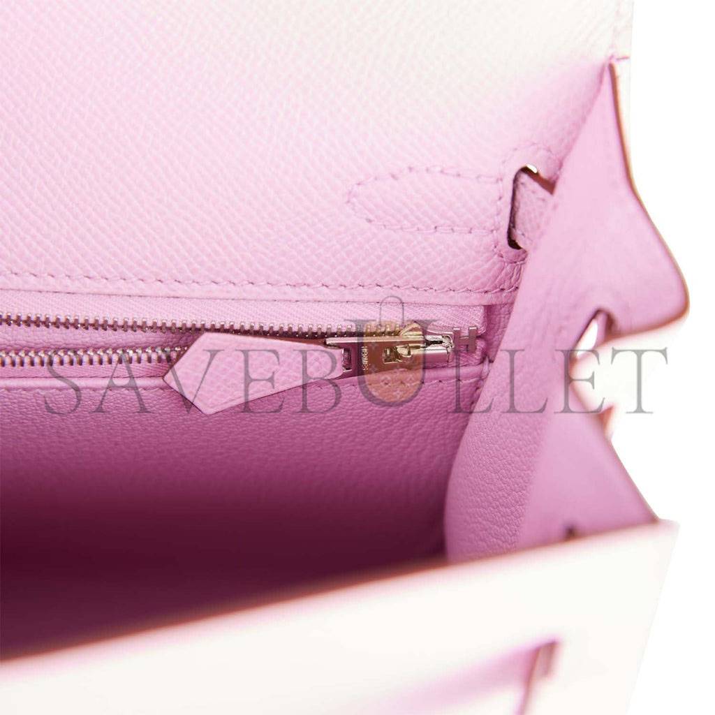 HERMES KELLY SELLIER 25 MAUVE SYLVESTRE EPSOM PALLADIUM HARDWARE   (25*17*7cm)