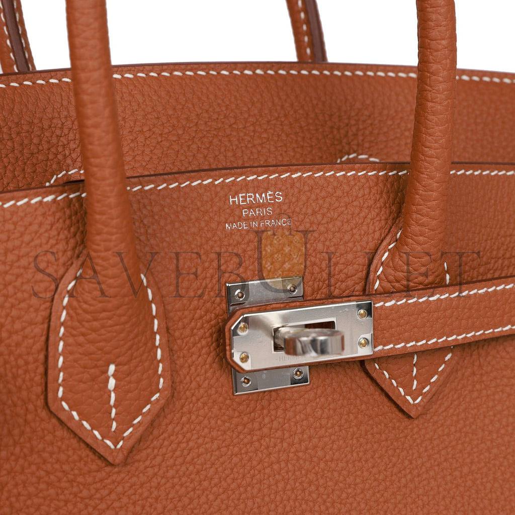 HERMES BIRKIN 25 GOLD TOGO PALLADIUM HARDWARE HANDMADE (25cm)