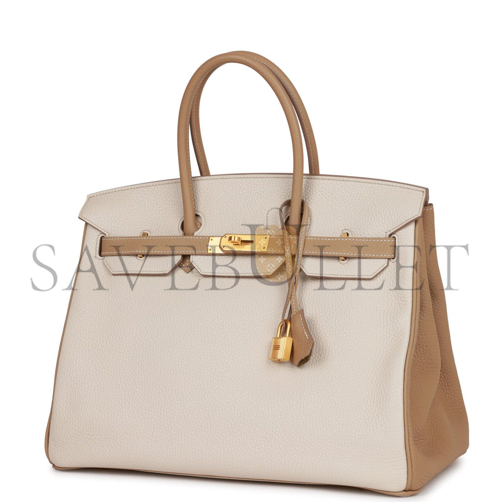 HERMES SPECIAL ORDER (HSS) BIRKIN 35 CRAIE AND TRENCH CLEMENCE BRUSHED GOLD HARDWARE (35*25*18cm)