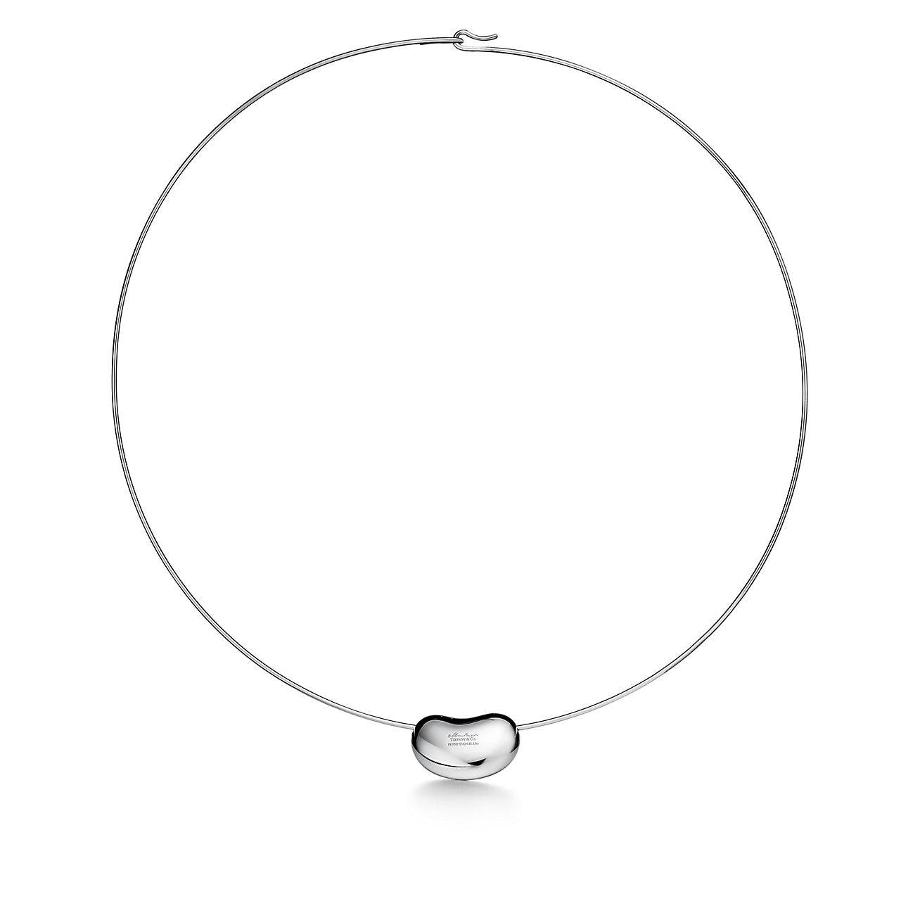 TIFFANY ELSA PERETTI® BEAN® DESIGN WIRE NECKLACE IN PLATINUM WITH PAVÉ DIAMONDS, 20 MM