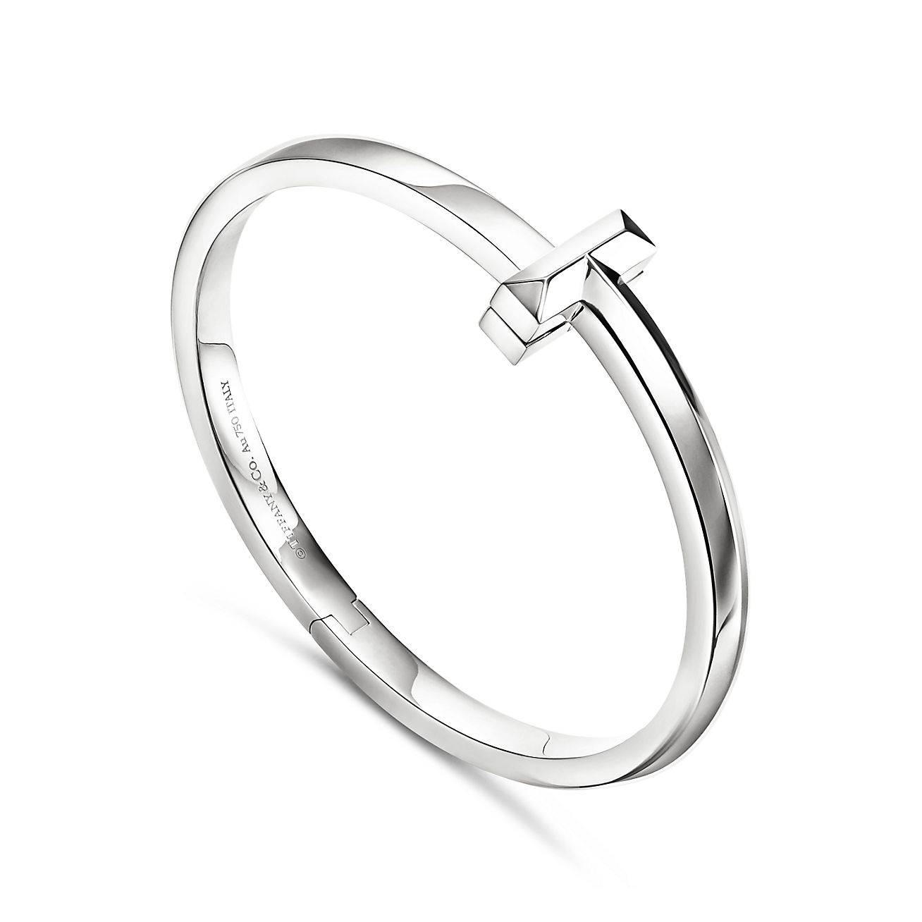 TIFFANY T T1 HINGED BANGLE IN WHITE GOLD, WIDE