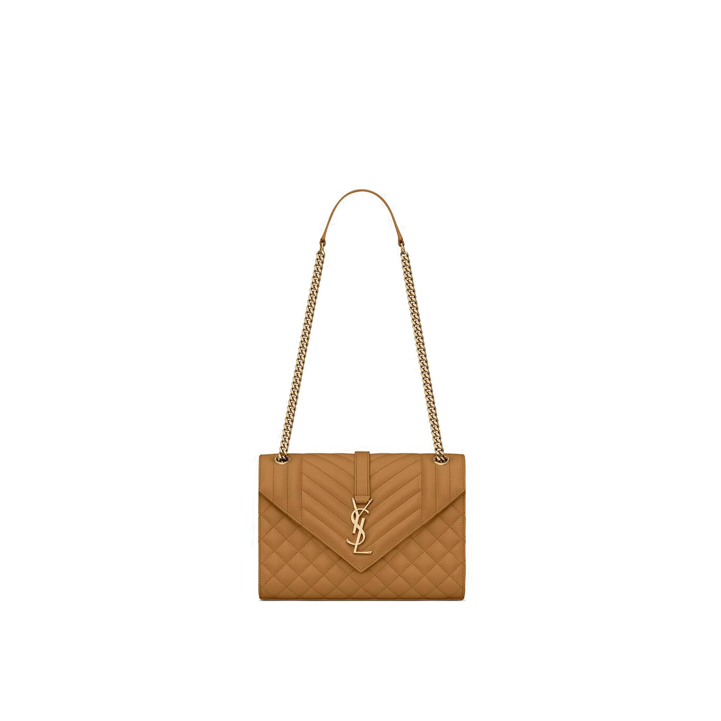 YSL ENVELOPE MEDIUM CHAIN BAG IN MIX MATELASS&EACUTE; GRAIN DE POUDRE EMBOSSED LEATHER 600185BOW912516 (24*17.5*6cm)