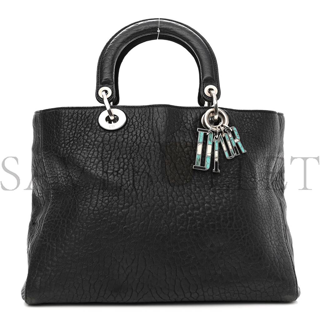 DIOR CANYON GRAINED LAMBSKIN LARGE LADY DIOR BLACK (32*25*12.7cm)